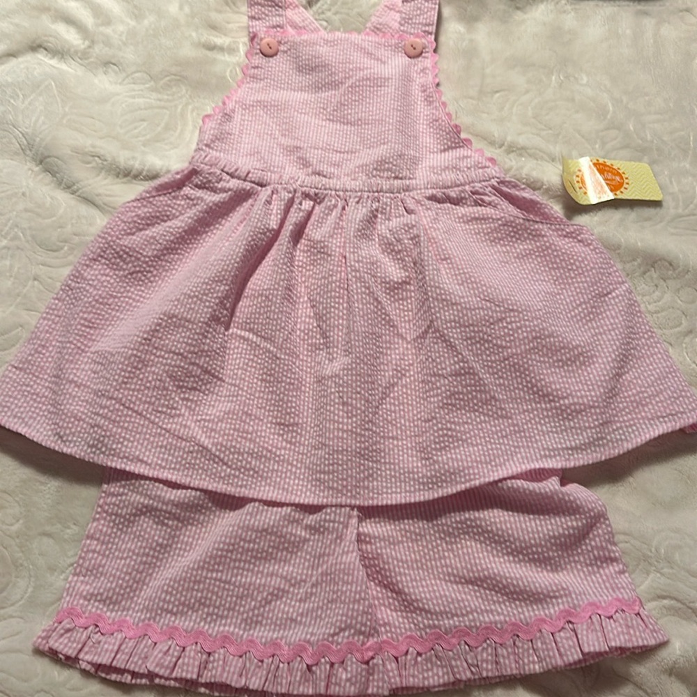 Southern Sunshine Kids Seersucker Jumper Set sz 7 NWT